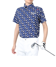 ルコックスポルティフ（lecoqsportif）ゴルフウェア 吸汗速乾 ストレッチフォーサー エッフェル塔柄半袖シャツ QGMXJA05 NV00