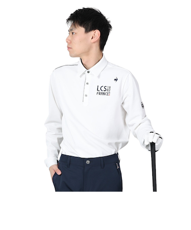 ルコックスポルティフ（lecoqsportif）ゴルフウェア 吸汗速乾 ストレッチフォーサー ベーシックデザイン長袖シャツ QGMXJB01 WH00