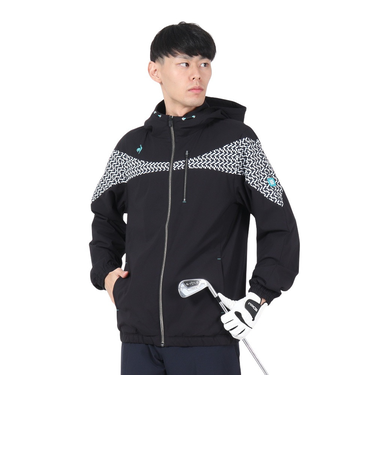 ルコックスポルティフ（lecoqsportif）ゴルフウェア アウター ストレッチフォーサー フード付き 起毛 裏地 ブルゾン QGMWJK05 BK00