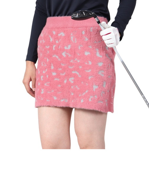 ROSASEN(ROSASEN)ゴルフウェア 保温 防風 A-Line ヒョウ柄 シャギーニット スカート 048-72041-073