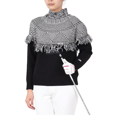 ROSASEN（ROSASEN）ゴルフウェア 保温 A-Line フリンジデザイン ニットセーター 048-12011-019