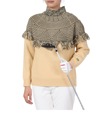 ROSASEN（ROSASEN）ゴルフウェア 保温 A-Line フリンジデザイン ニットセーター 048-12011-027