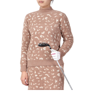 ROSASEN(ROSASEN)ゴルフウェア 防風 保温 A-Line ヒョウ柄 シャギー 長袖ニットセーター 048-12012-043