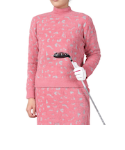 ROSASEN（ROSASEN）ゴルフウェア 防風 保温 A-Line ヒョウ柄 シャギー 長袖ニットセーター 048-12012-073