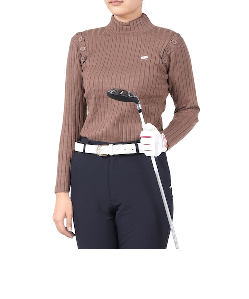 ROSASEN（ROSASEN）ゴルフウェア 保温 A-Line リブハイネック長袖ニットセーター 048-12013-043