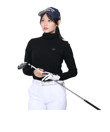 クランク（CLUNK）ゴルフウェア 発熱 長袖 成形ジャガードニットシャツ CL5SUG17 BLK