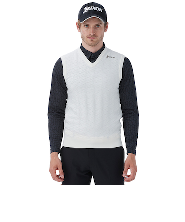 ゴルフウェア 吸汗速乾 長袖 ウェーブフォームパターンVネックベスト RG4FVE01M WH00