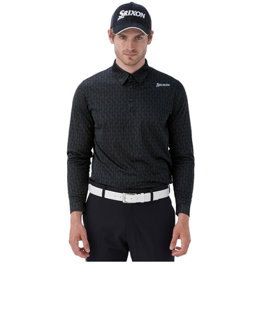 ゴルフウェア 吸汗速乾 長袖 ウェーブフォームパターンジャカードロングスリーブシャツ RG4FLS05M GY00