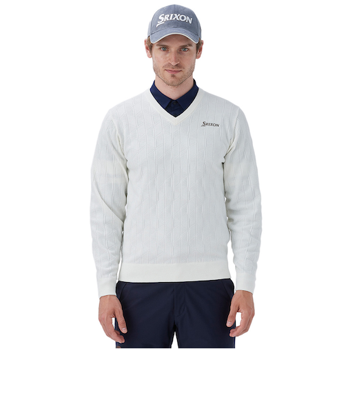 ゴルフウェア ウェーブフォームパターンVネックセーター RG4FST02M WH00