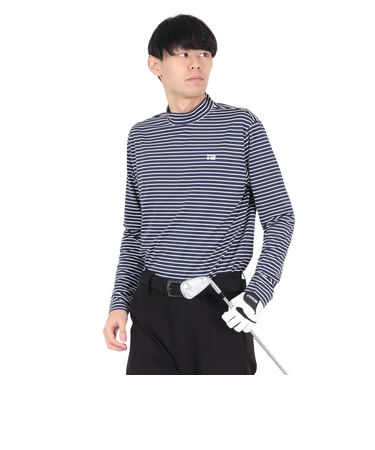 ROSASEN（ROSASEN）ゴルフウェア 吸水速乾 ベアテンボーダー 長袖モックネックシャツ 044-22911-098-24AW