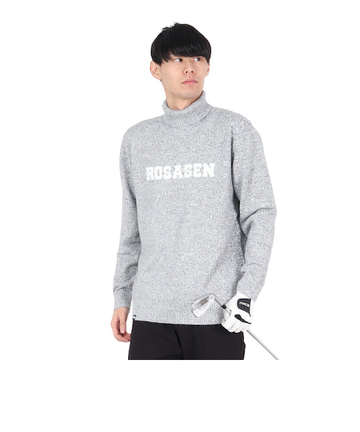 ROSASEN(ROSASEN)ゴルフウェア ミックスツイード インターシャニット 長袖セーター 044-12011-013-24AW