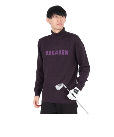 ROSASEN（ROSASEN）ゴルフウェア ミックスツイード インターシャニット 長袖セーター 044-12011-083-24AW