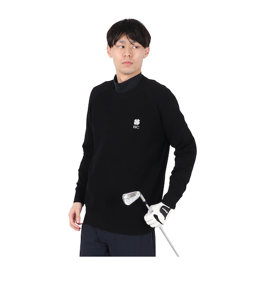 ゴルフウェア クルーネックニット 長袖セーター BA5QTJ03 BLK