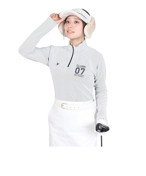 クランク（CLUNK）ゴルフウェア ハーフジップ 長袖シャツ CL5QUG03 WHT