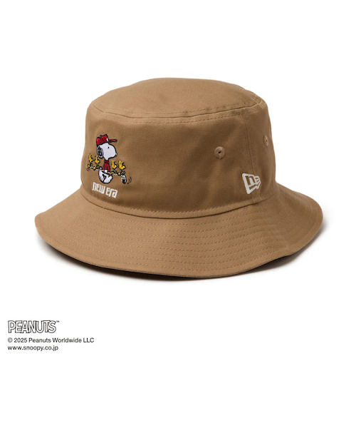 ★新品未使用★NEWERA スヌーピー　バケットハット ベージュ M/L ゴルフ NEW ERA 帽子 ハット ニューエラゴルフ バケットハット 綿コットン