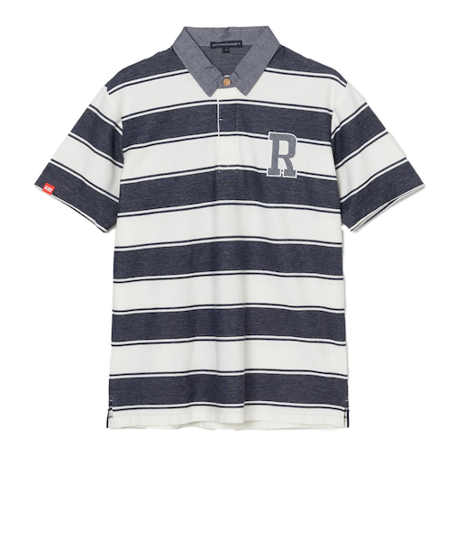 ROSASEN（ROSASEN）ゴルフウェア 鬼鹿の子 ボーダー 半袖ポロシャツ 044-23243-25SS-098