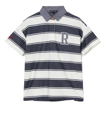 ROSASENゴルフウェア 鬼鹿の子 ボーダー 半袖ポロシャツ 045-23243-25SS-098