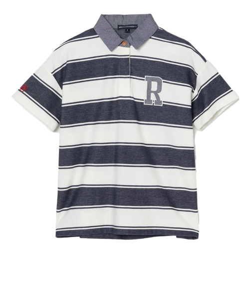 ROSASENゴルフウェア 鬼鹿の子 ボーダー 半袖ポロシャツ 045-23243-25SS-098