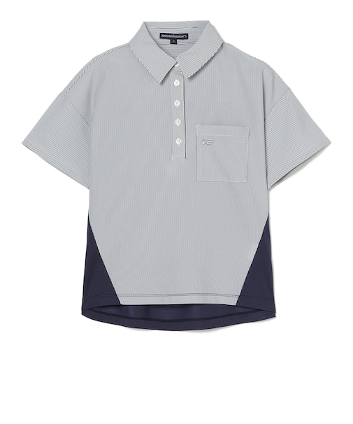 ROSASENゴルフウェア 吸水速乾 サッカーストライプ半袖シャツ 045-23344-25SS-098