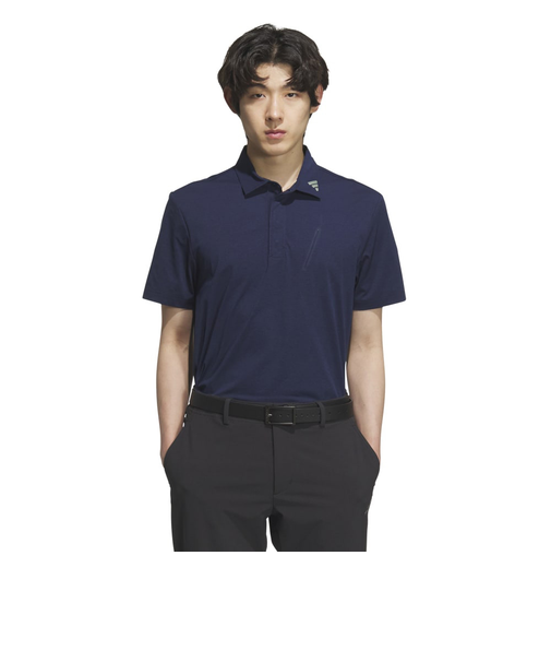 アディダス（adidas）ゴルフウェア 吸汗速乾 アディゼロ ツイストニット ベンチレーション 半袖シャツ KUK74-JG1319NVY