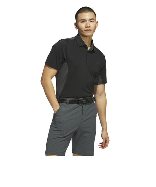 アディダス（adidas）ゴルフウェア 吸汗速乾 ファブリックミックス バックメッシュ 半袖シャツ KUH58-JF4886BLK