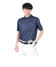 フィドラ（FIDRA）ゴルフウェア 接触冷感 消臭 半袖 リーフプリント モックネックシャツ FD5TTG16 NVY