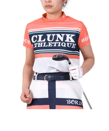 クランク（CLUNK）ゴルフ 吸汗速乾 半袖 マルチボーダー モックネックシャツ CL5PUG55 SMP