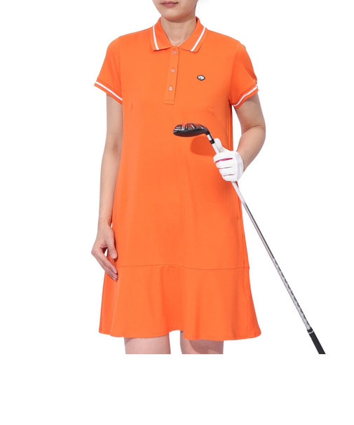 フィドラ(FIDRA)ゴルフウェア 吸汗速乾 消臭 ストレッチカノコ 半袖ポロ ワンピース FD5TUQ08 ORG