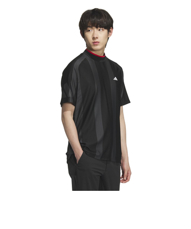 アディダス（adidas）ゴルフウェア 吸湿 アディゼロ ボディマッピング ジャカード 半袖モックネックシャツ KUK73-JG1317BLK