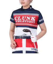 クランク（CLUNK）ゴルフ 吸汗速乾 消臭 半袖 マルチボーダー モックネックシャツ CL5PUG55 NVY