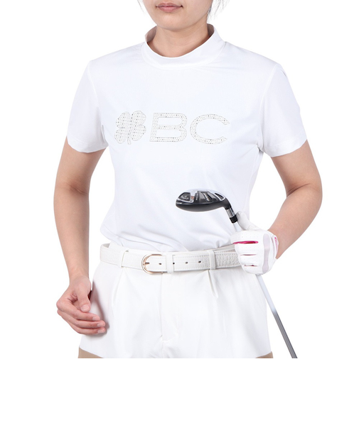 ゴルフウェア 吸水速乾 半袖 ビッグロゴ ハイネックTシャツ BA5RUG08 WHT