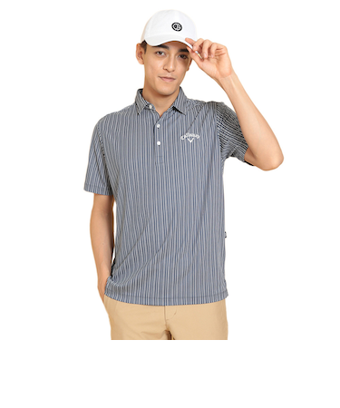キャロウェイ（CALLAWAY）ゴルフウェア 半袖 ストライプジャカードシャツ C25134107-1120