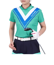 ゴルフウェア 吸水速乾 Vライン 半袖 モックネックシャツ BA5RUG32 GRN