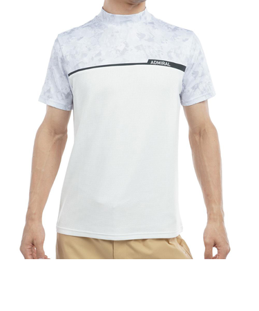 アドミラル ゴルフ（Admiral GOLF）ゴルフウェア 吸水速乾 冷感 カモフラプリント 半袖モックネックシャツ ADMA539-WHT