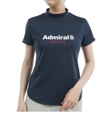 アドミラル ゴルフ（Admiral GOLF）モックネック ゴルフ 半袖 カラタッチ ロゴプリントモックシャツADLA518-NVY