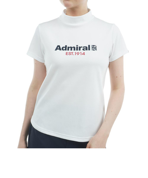 アドミラル ゴルフ（Admiral GOLF）モックネック ゴルフ 半袖 カラタッチ ロゴプリントモックシャツ ADLA518-WHT