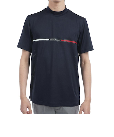 ゴルフウェア 吸水速乾 抗菌防臭 HILFIGER 半袖モックネックシャツ THMA527-NVY