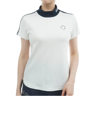 アドミラル ゴルフ（Admiral GOLF）モックネック ゴルフ 半袖 接触冷感 ジオメトリックロゴ モックシャツ ADLA529-WHT