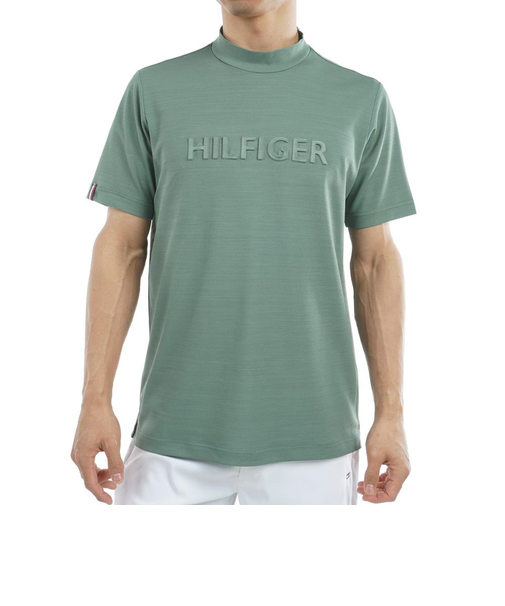 ゴルフウェア 吸水速乾 エンボスロゴ 半袖モックネックシャツ THMA532-OLV