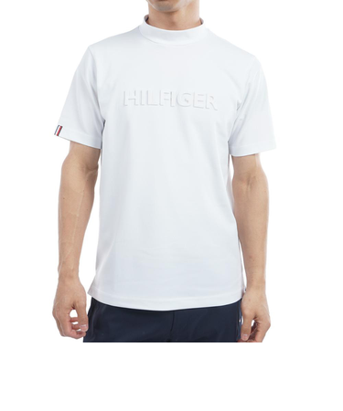 ゴルフウェア 吸水速乾 エンボスロゴ 半袖モックネックシャツ THMA532-WHT