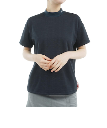 ゴルフウェア 吸水速乾 抗菌防臭 半袖 ジャカードモックネックシャツ THLA529-NVY