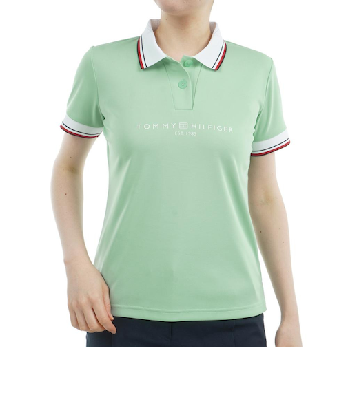 ゴルフウェア 吸水速乾 フロントロゴ ホワイトカラー 半袖 ポロシャツ THLA531-LMGR