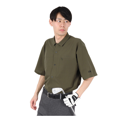 ゴルフウェア 高通気 半袖 フルオープンウーブンシャツ FV5TTG04 KHK
