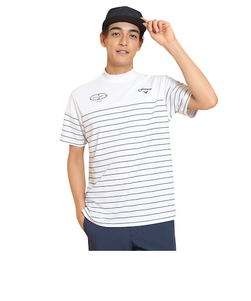 ゴルフウェア　日本製【WAAC】星柄モックネックシャツ　半袖　SIZE1002 キャロウェイ（CALLAWAY）ゴルフウェア 接触冷感 -3℃裏クール