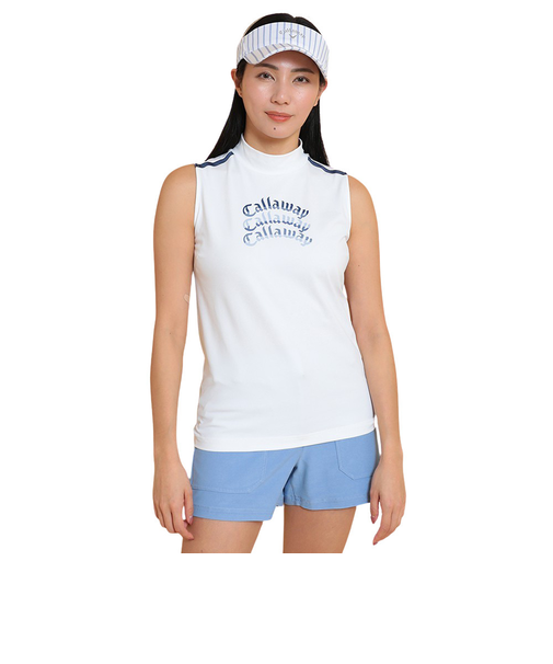 キャロウェイ（CALLAWAY）ゴルフウェア 接触冷感 -3℃裏クール モックネック ノースリーブシャツ C25134212-1030