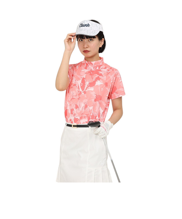 クランク（CLUNK）ゴルフウェア 吸汗速乾 消臭 花柄グラフィック 半袖 モックネックシャツ CL5TUG14 PNK