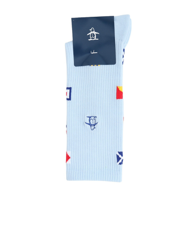 マンシング（MUNSING）クルー丈 フラッグ飛び柄ソックス MG5SSO11M SA00