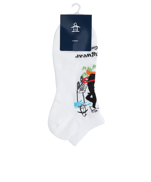 マンシング（MUNSING）ゴルフ アンクル丈 キャラクターペンギン柄 ジャカードソックス MG5SSO21U WH00