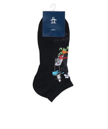 マンシング（MUNSING）ゴルフ アンクル丈 キャラクターペンギン柄 ジャカードソックス MG5SSO21U BK00