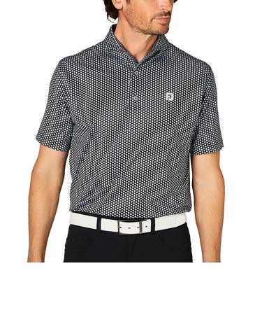 ゴルフウェア ジオメトリックプリント半袖ワイドカラーシャツ 34527